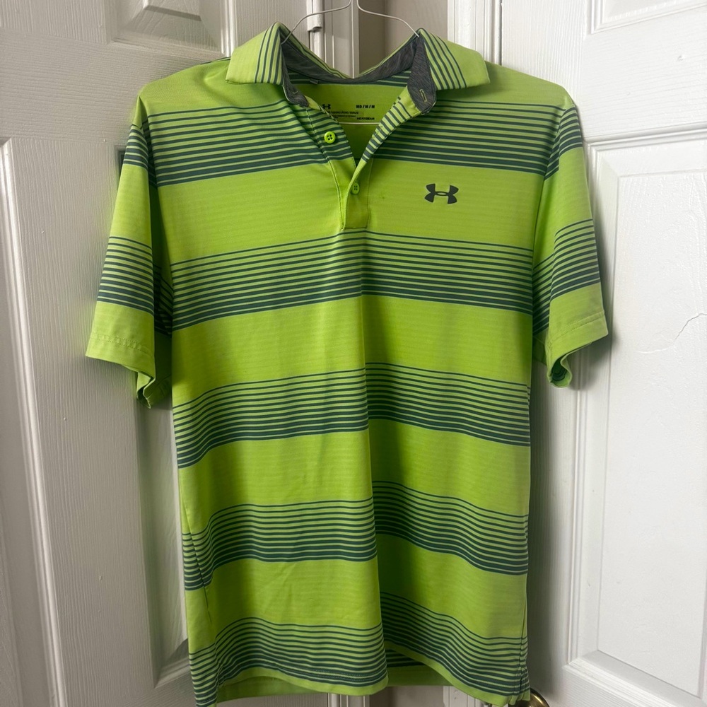 Under Armour Men’s Golf Shirt| Green and Gray| SZ Med